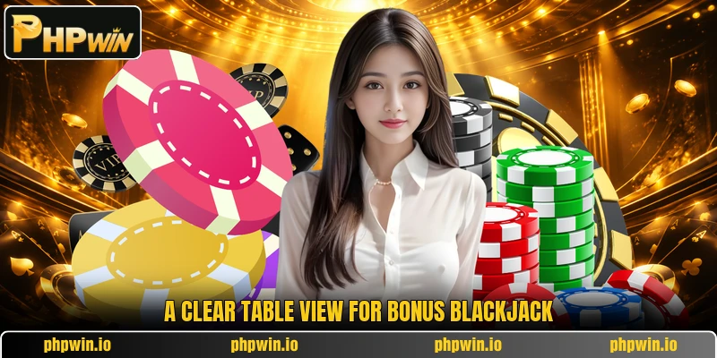 A clear table view for Bonus Blackjack A clear table view for Bonus Blackjack
