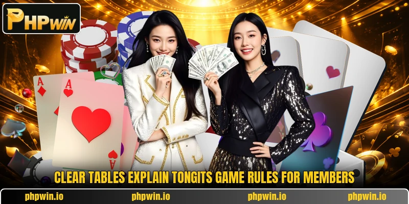 Clear tables explain tongits game rules for members