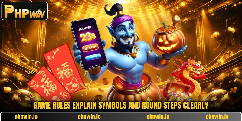 Game rules explain symbols and round steps clearly Game rules explain symbols and round steps clearly