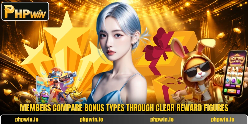 Members compare bonus types through clear reward figures