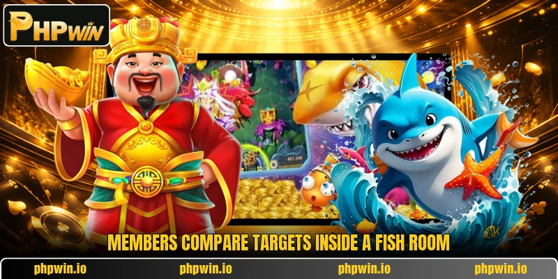 Members compare targets inside a fish room