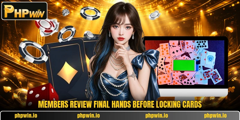 Members review final hands before locking cards