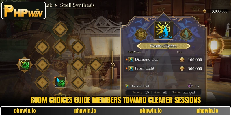 Room choices guide members toward clearer sessions